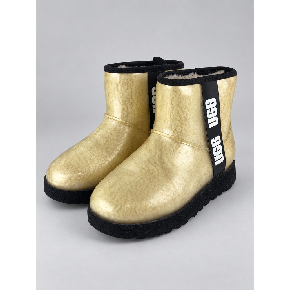 UGG Classic Clear Mini Boots Women 8 Cream Black Waterproof Rain Snow Designer